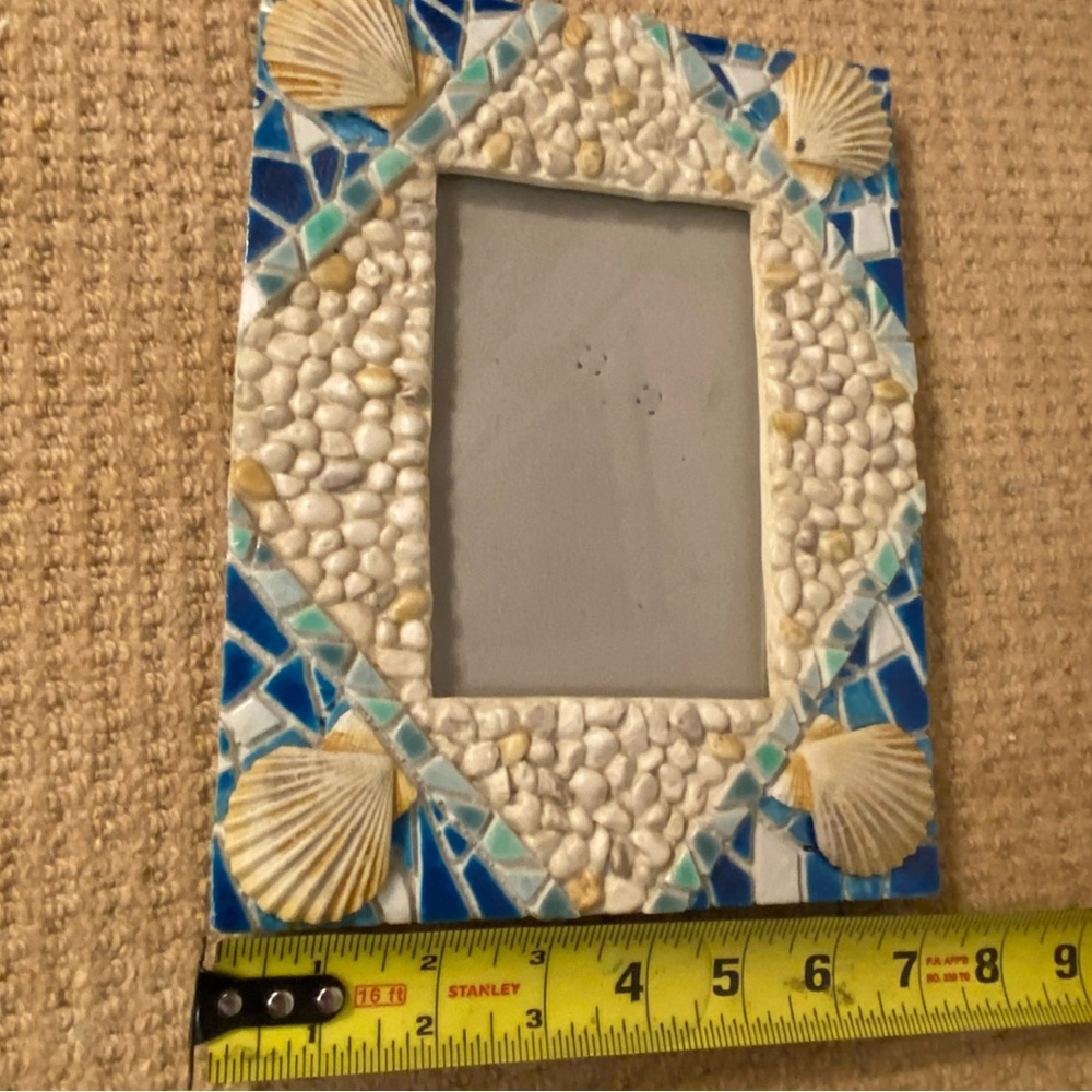 Vintage Seashell Mosaic Photo Frame